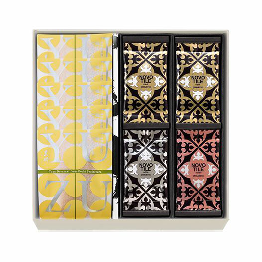 柚子どらやき(5個)・ノボタイル(ダーク・ホワイト)12枚・ノボタイル(ダーク・フレイズ)12枚の詰合せ
