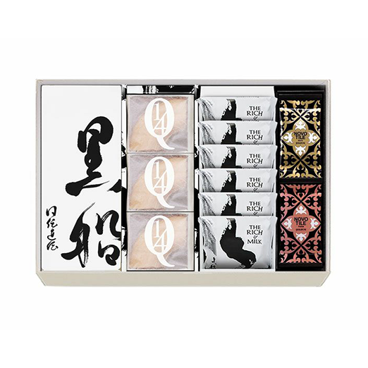 黒船カステラ・クアルトバウム(3個)・ザ リッチ アンド ミルク(6枚)・ノボタイル(ダーク・フレイズ)12枚の詰合せ